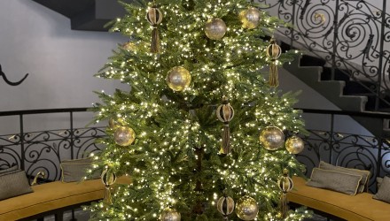 Svítící vánoční strom italské značky EDG dělá radost při příchodu do hotelu Century Old Town Prague