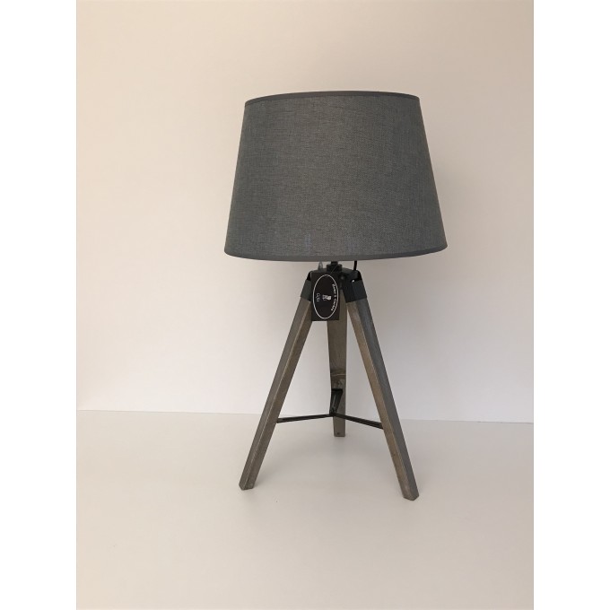 Lampa stojící - trojnožka, šedé stínítko -50%